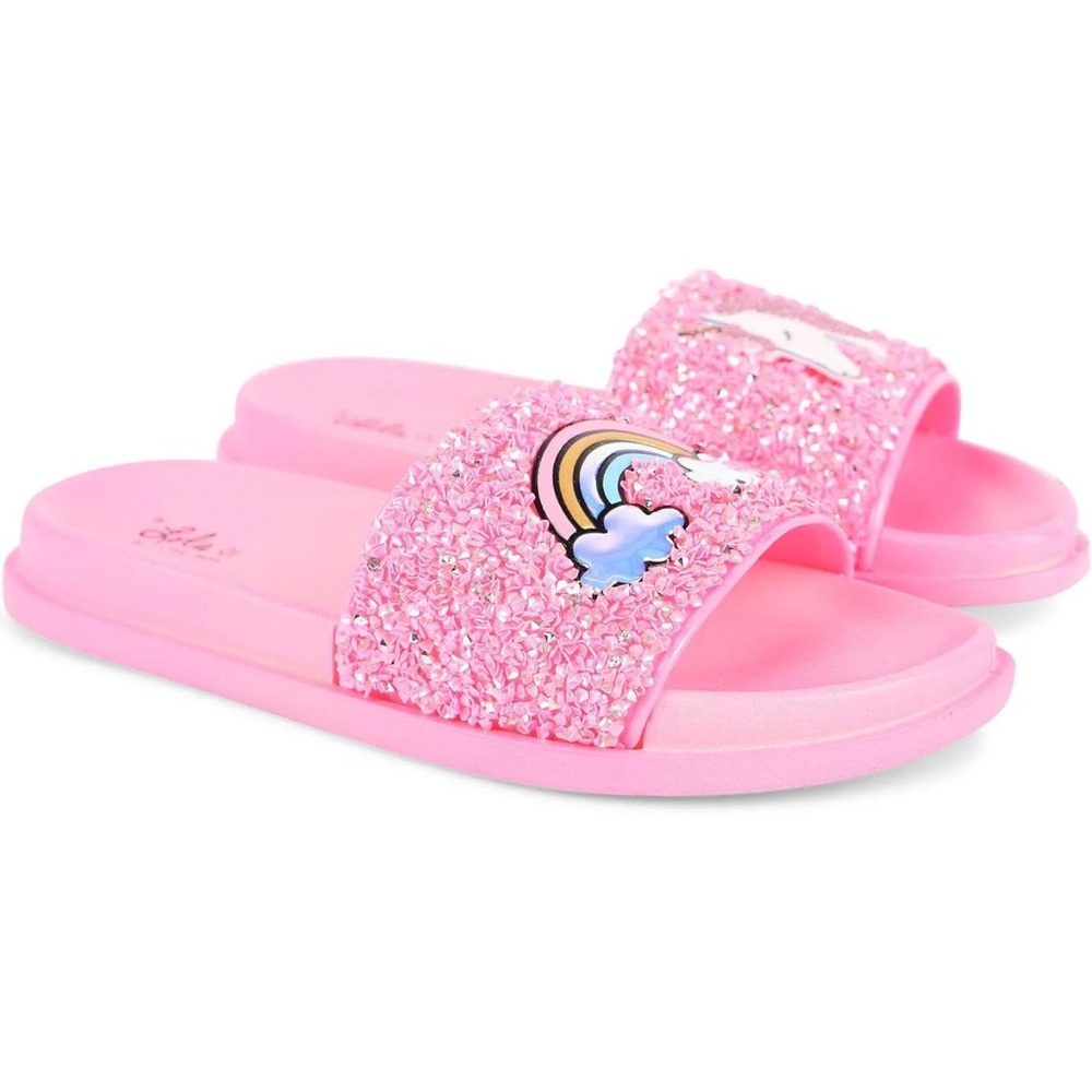 Billieblush Pink Glitter Rainbow Slides